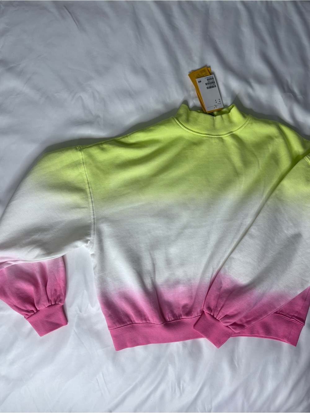 Neon Yellow to Pink Ombre Pullover Sweatshirt